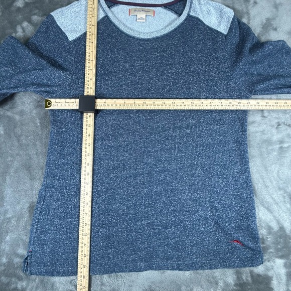 TOMMY BAHAMA Fleece Lined Crew Neck Lounge Sweatshirt L Navy Gray Style #229901 - Picture 4 of 12